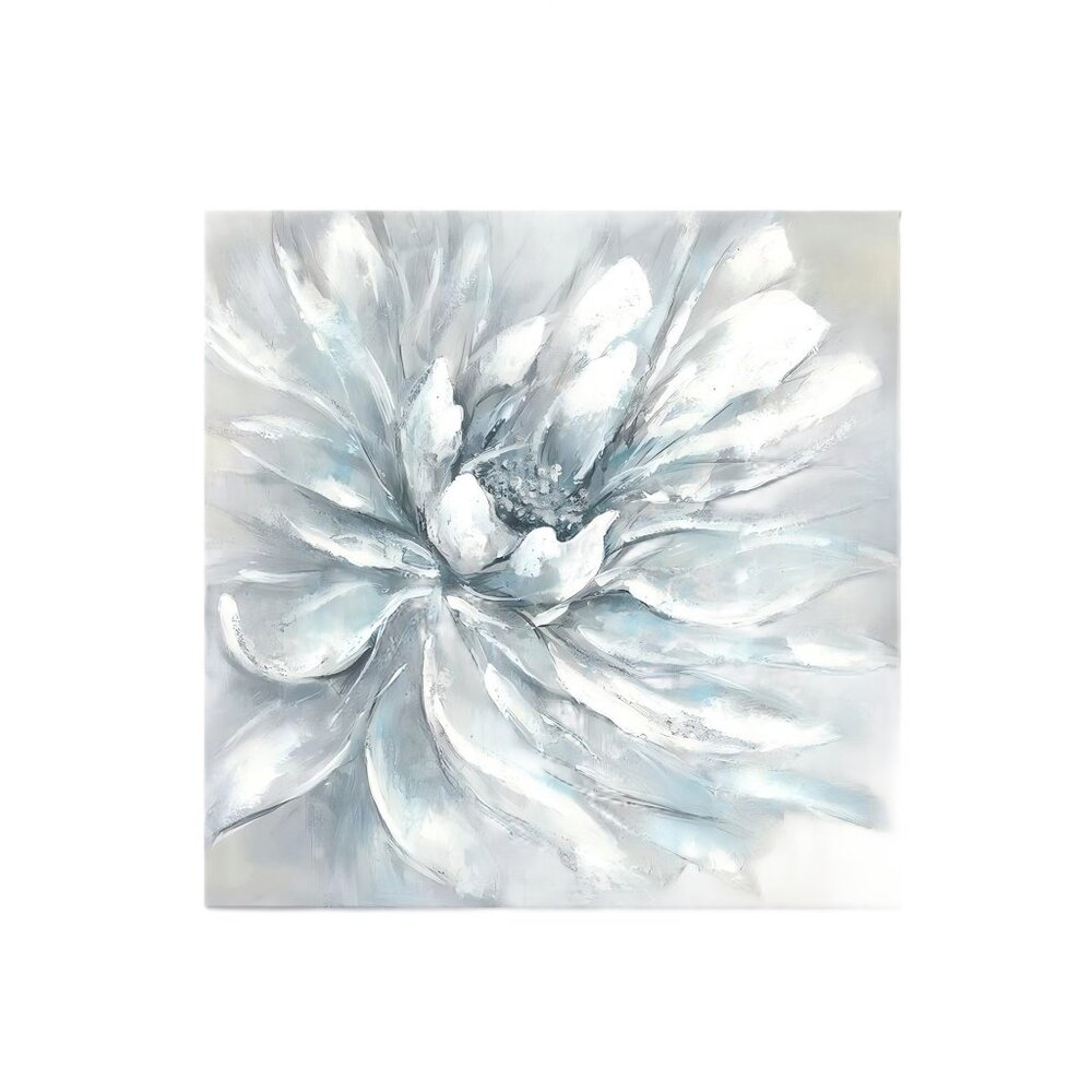 Elegant White Modern Floral Unframed Canvas Wall Art 16" X 16"
